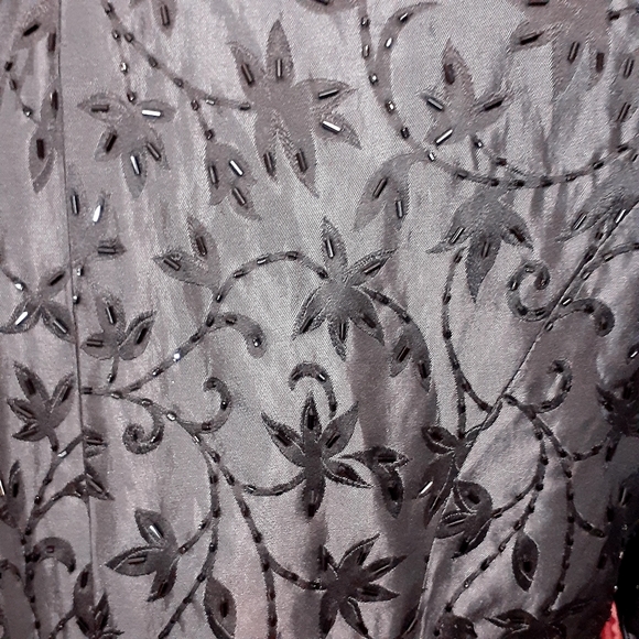 J S COLLECTION PETITE 3 PIECE SKIRT SUIT WOMEN BEADED DARK GRAY EXTRA LONG SKIRT - Picture 16 of 16